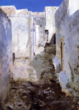  tree Oil Painting - A Street in Algiers John Singer Sargent
